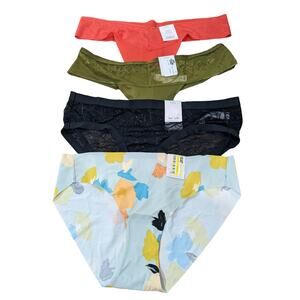 Auden Panty Bundle Of 4 Pack Small Orange Green Lace Thong Bikini Hipster Cheeky